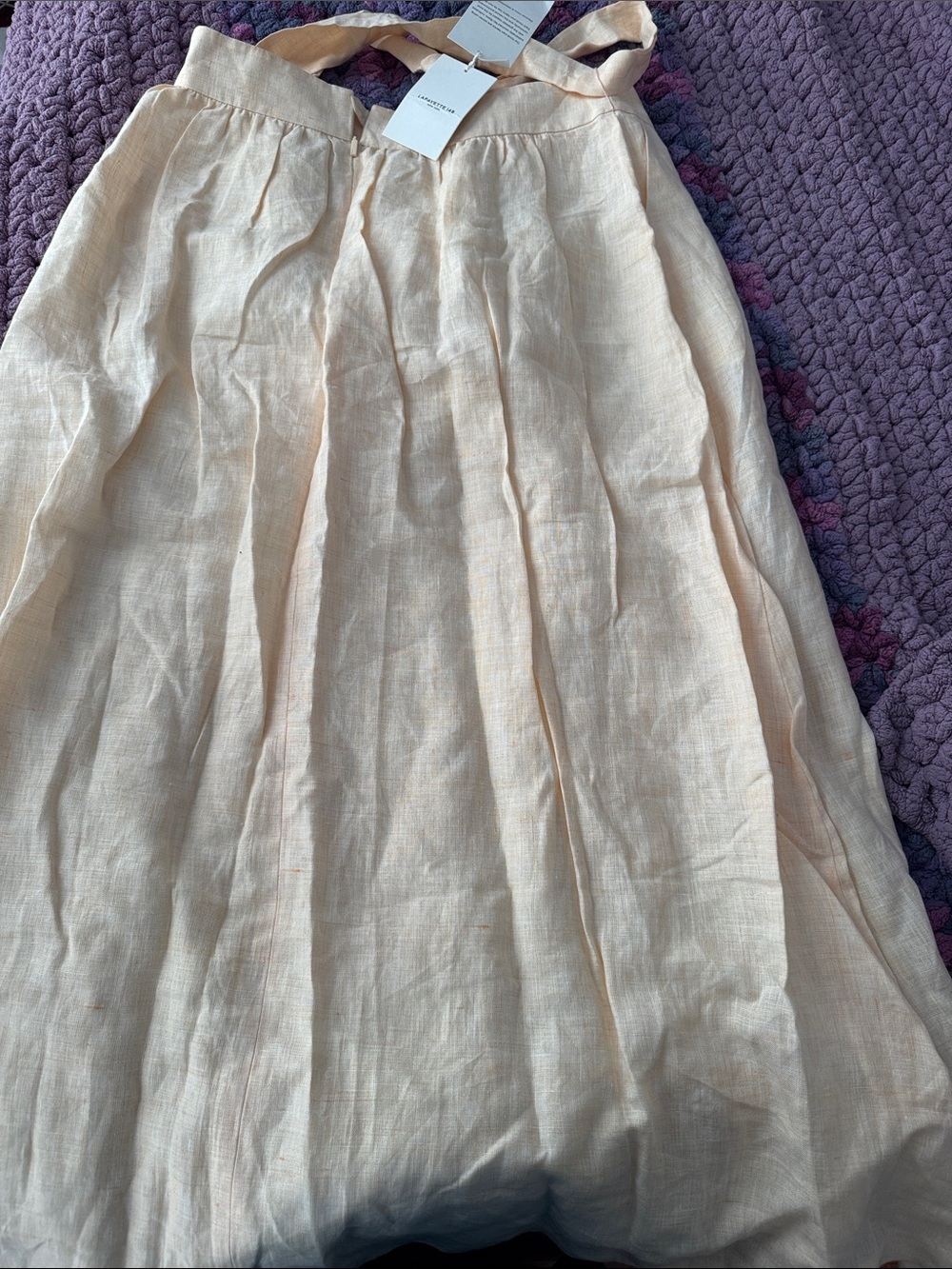 Lafayette 148 New York Pale Peach Linen Maxi Skirt